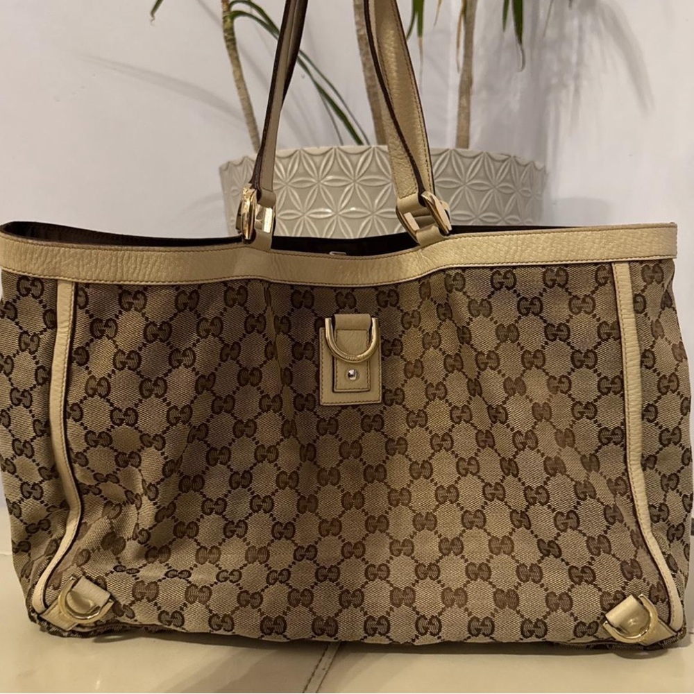Authentic Gucci Tan Monogram Tote Bag